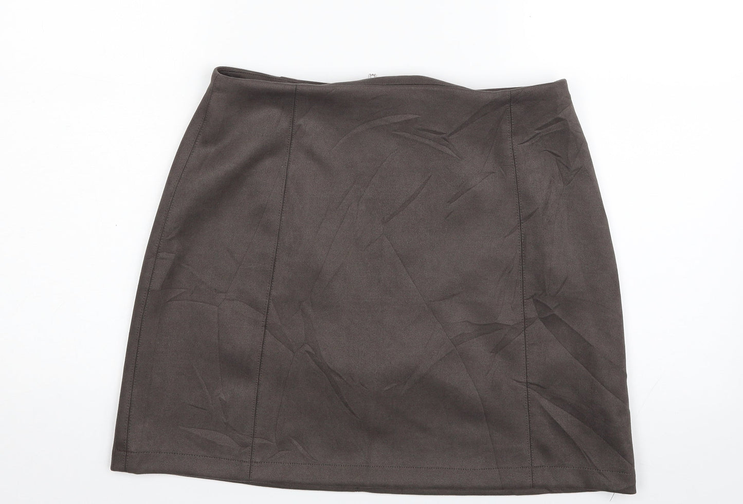 New Look Womens Beige  Polyester A-Line Skirt Size 12   Zip