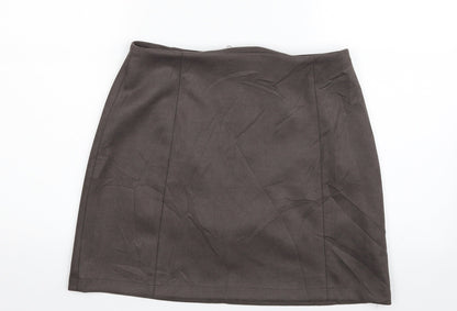 New Look Womens Beige  Polyester A-Line Skirt Size 12   Zip