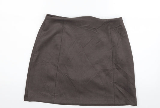 New Look Womens Beige  Polyester A-Line Skirt Size 12   Zip