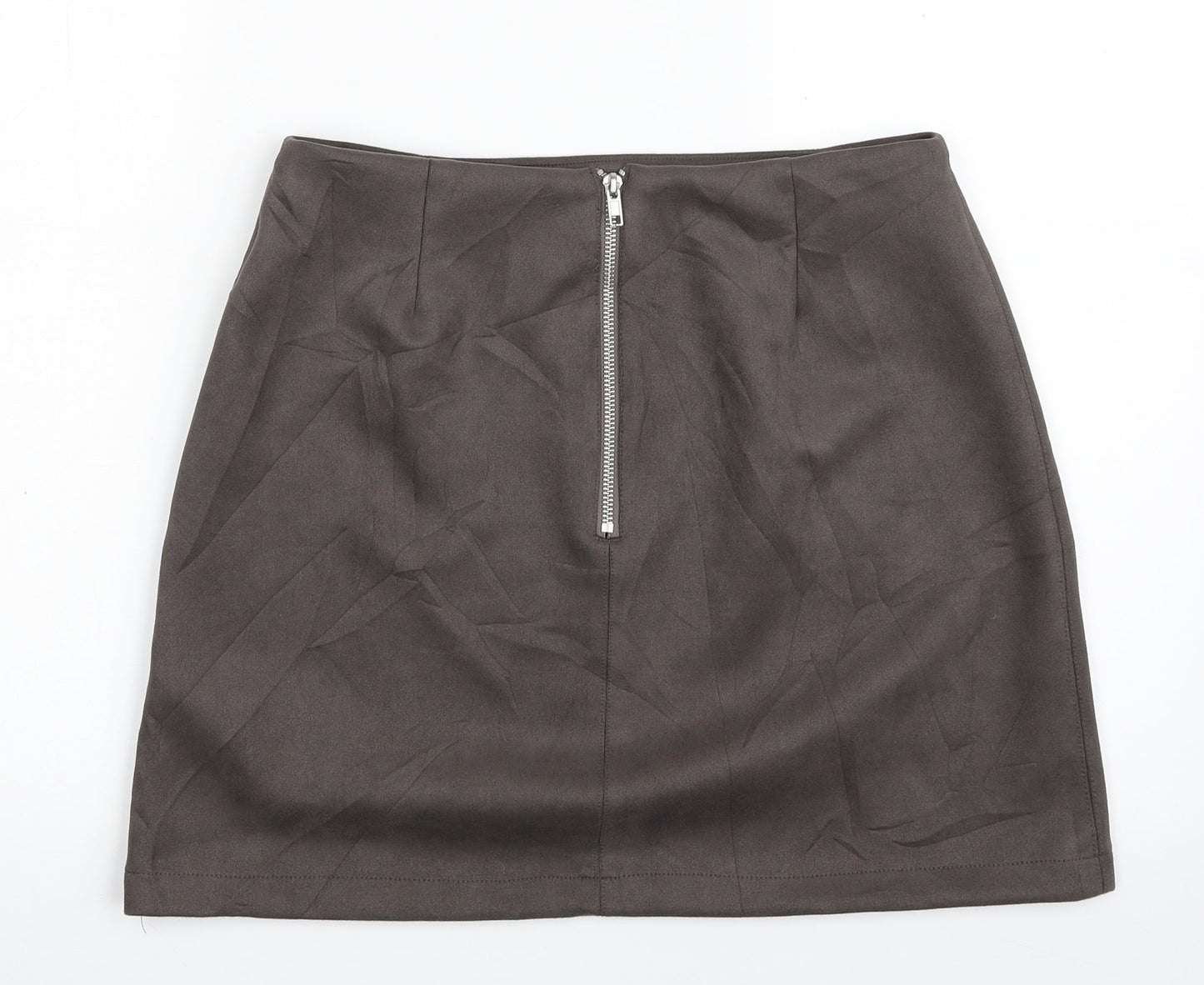 New Look Womens Beige  Polyester A-Line Skirt Size 12   Zip