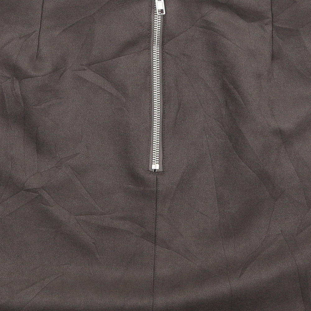 New Look Womens Beige  Polyester A-Line Skirt Size 12   Zip