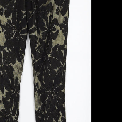 Gap Womens Gold Floral Polyester Chino Trousers Size 8 L27 in Slim Zip - Skinny Ankle