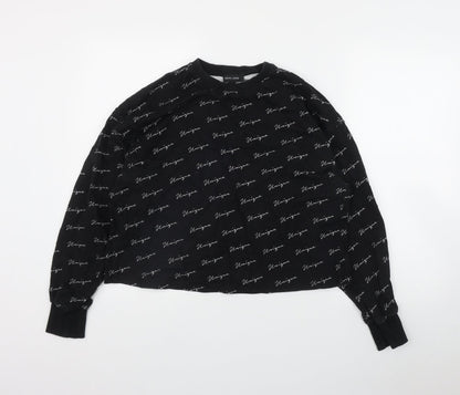 New Look Womens Black Geometric Cotton Pullover Sweatshirt Size S   - 'Unique'