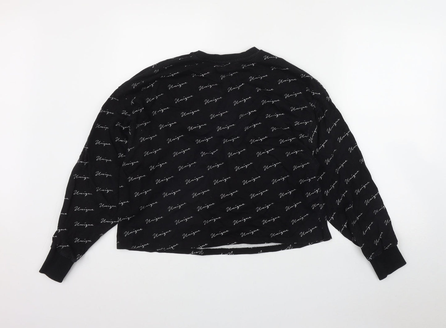 New Look Womens Black Geometric Cotton Pullover Sweatshirt Size S   - 'Unique'
