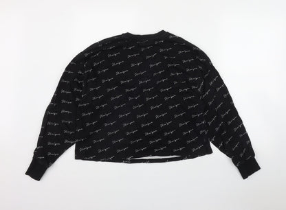 New Look Womens Black Geometric Cotton Pullover Sweatshirt Size S   - 'Unique'
