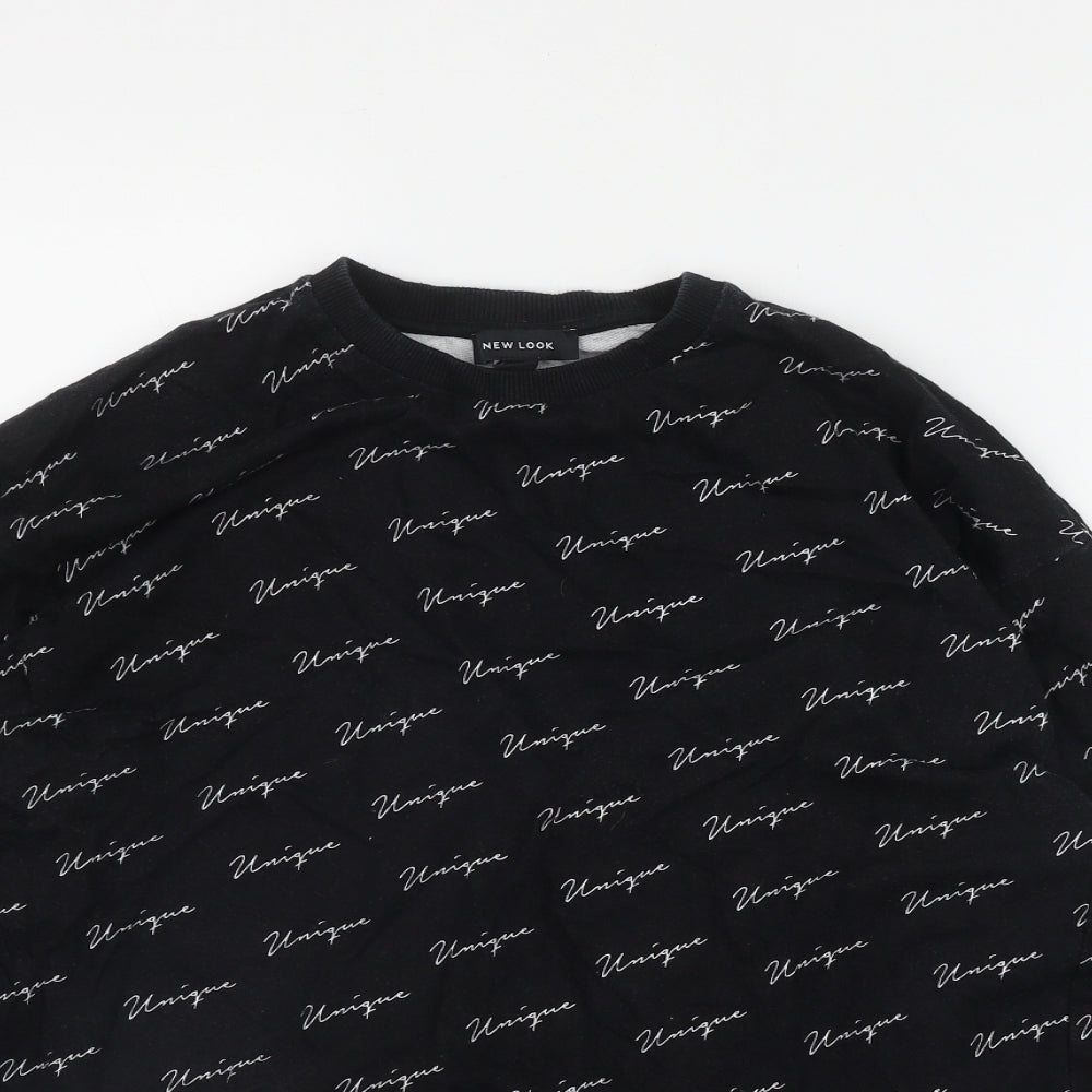 New Look Womens Black Geometric Cotton Pullover Sweatshirt Size S   - 'Unique'