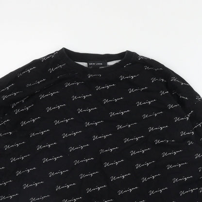 New Look Womens Black Geometric Cotton Pullover Sweatshirt Size S   - 'Unique'