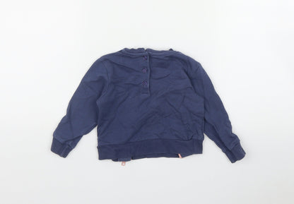 Very Girls Blue  Cotton Pullover Jumper Size 12-18 Months  Button - 'Stay Wild'
