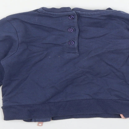 Very Girls Blue  Cotton Pullover Jumper Size 12-18 Months  Button - 'Stay Wild'