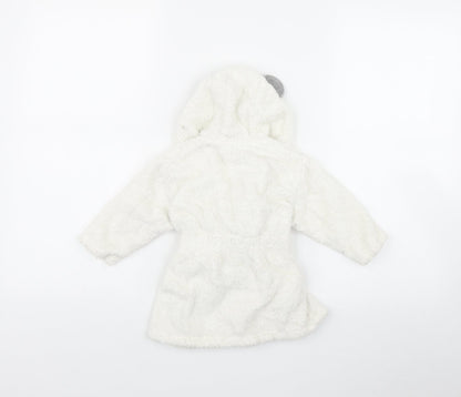 Marks and Spencer Baby White  Cotton Kimono Robe Size 9-12 Months  Tie