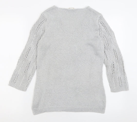 BHS Womens Grey V-Neck  Acrylic Pullover Jumper Size 12