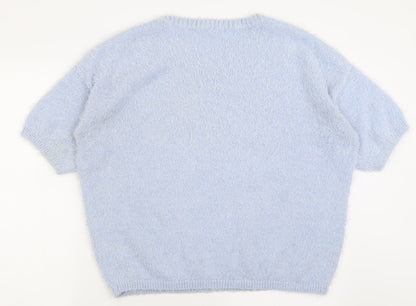 TU Womens Blue V-Neck  Polyester Pullover Jumper Size 16