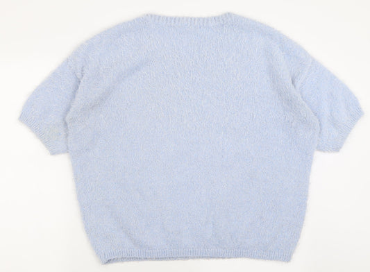 TU Womens Blue V-Neck  Polyester Pullover Jumper Size 16