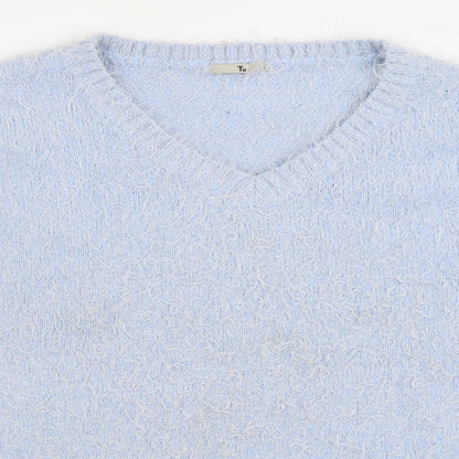 TU Womens Blue V-Neck  Polyester Pullover Jumper Size 16