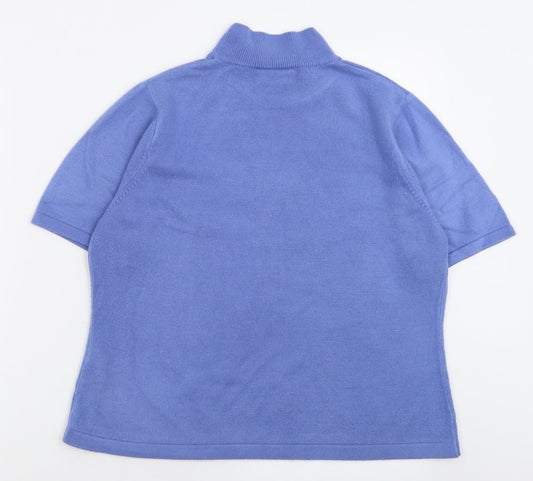 BHS Womens Blue High Neck  Acrylic Pullover Jumper Size 18