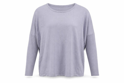 Front view of Saint women’s purple crew neck viscose jumper, size L