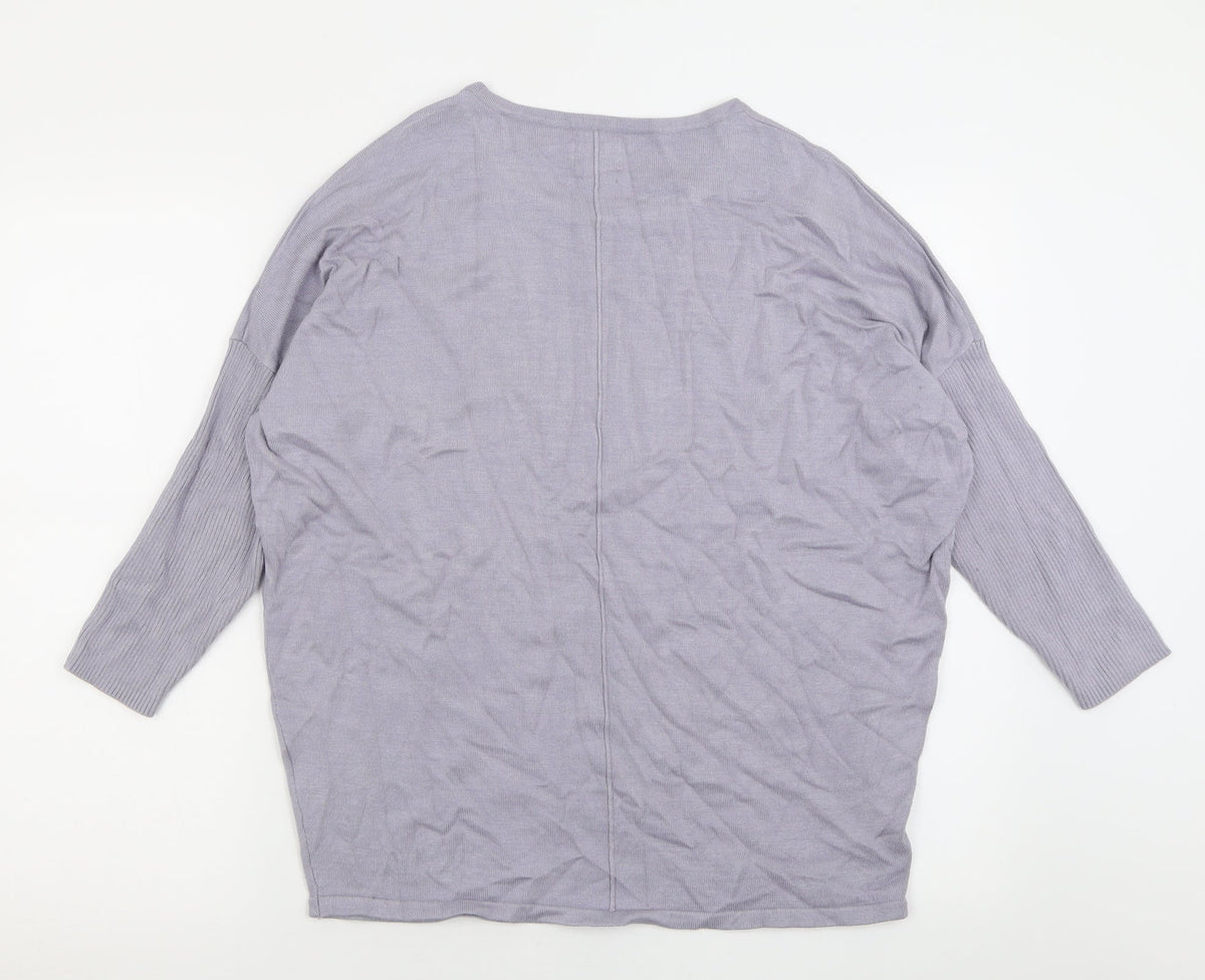 Back view of Saint women’s purple crew neck viscose jumper, size L