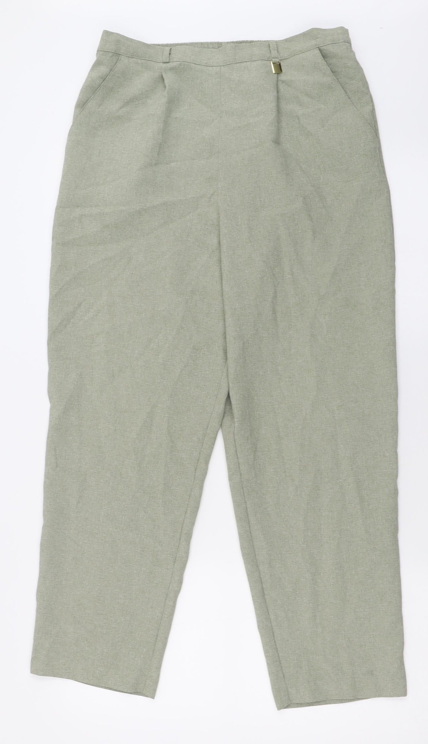 Classic Womens Green  Polyester Trousers  Size 14 L28 in Regular