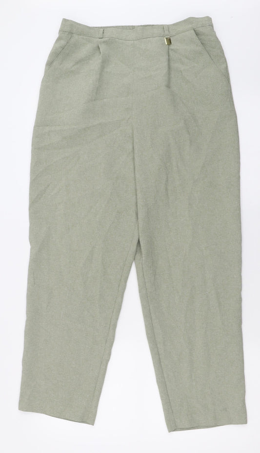 Classic Womens Green  Polyester Trousers  Size 14 L28 in Regular