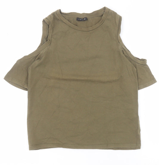 Womens UK Size 6 River Island Green Cropped Polo