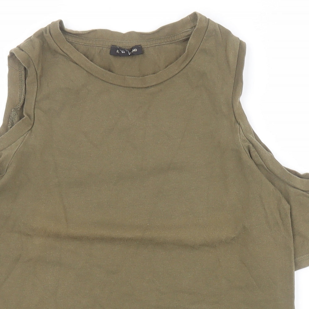 Womens UK Size 6 River Island Green Cropped Polo