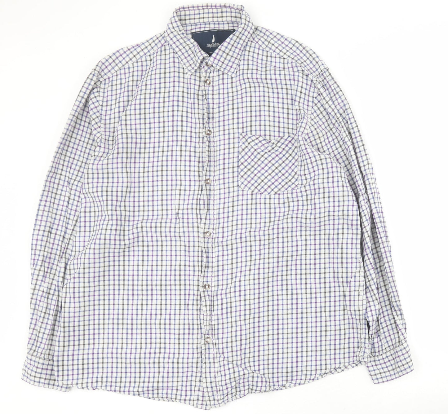 Mens UK Size L Headland Premium Blue  Button-Up Long Sleeve Casual Shirt
