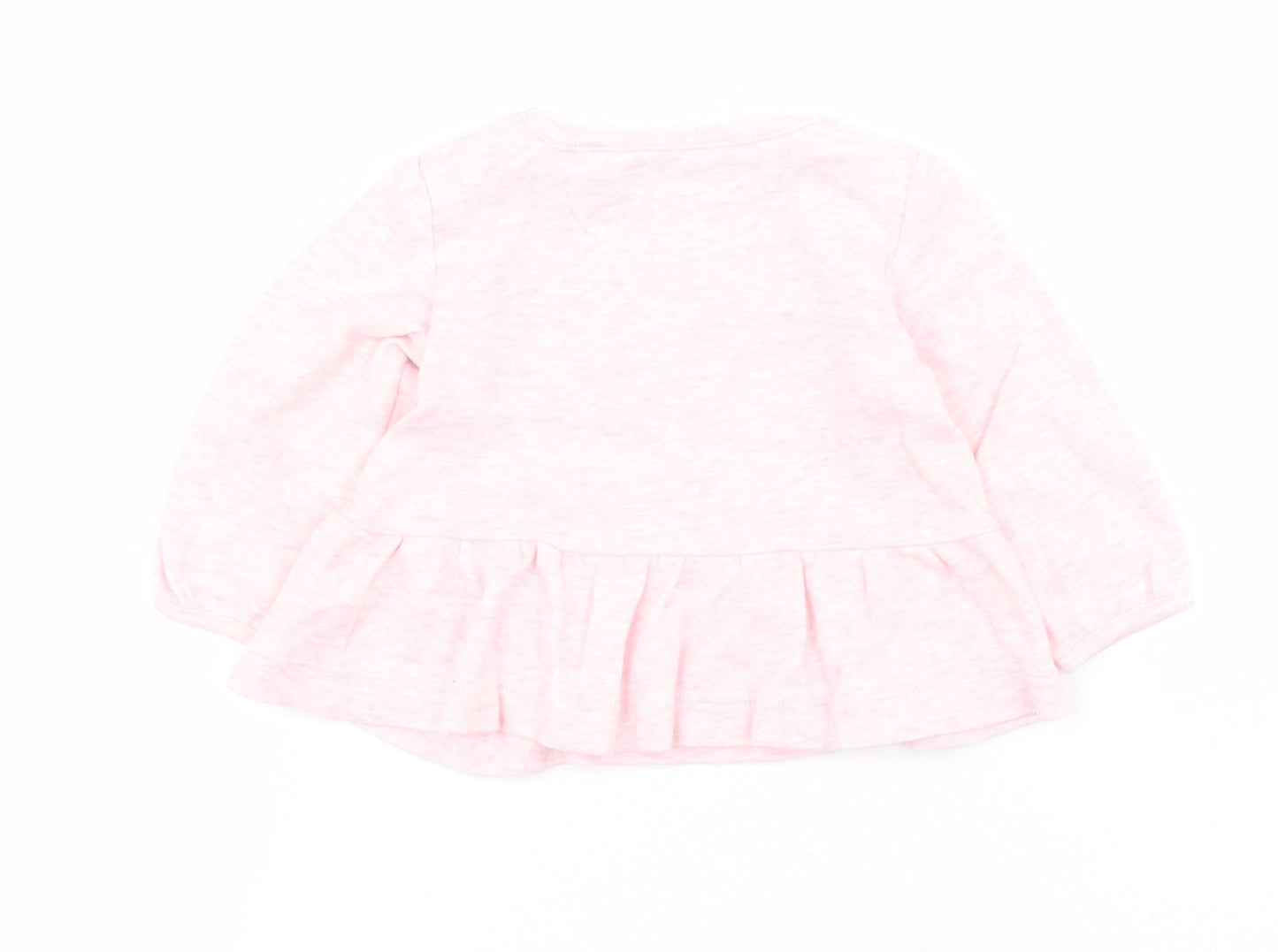 BHS Baby Pink  100% Cotton Pullover T-Shirt Size 3-6 Months Round Neck Snap - Rabbit
