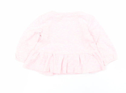 BHS Baby Pink  100% Cotton Pullover T-Shirt Size 3-6 Months Round Neck Snap - Rabbit