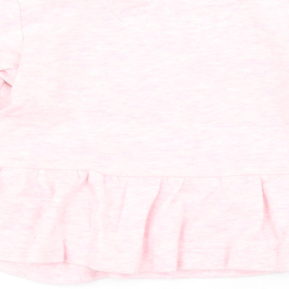 BHS Baby Pink  100% Cotton Pullover T-Shirt Size 3-6 Months Round Neck Snap - Rabbit