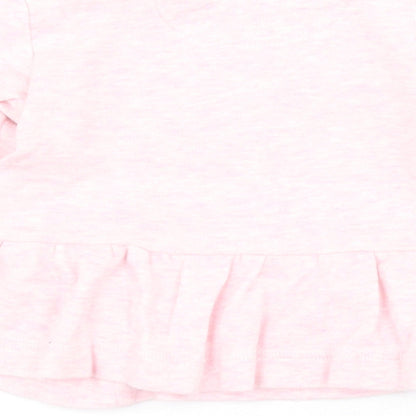 BHS Baby Pink  100% Cotton Pullover T-Shirt Size 3-6 Months Round Neck Snap - Rabbit