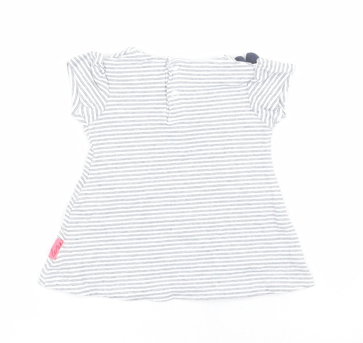 Dirkje Baby Blue Striped Cotton Pullover T-Shirt Size 0-3 Months Round Neck Snap - 'Pretty Little Girl'
