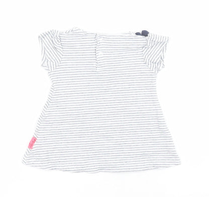 Dirkje Baby Blue Striped Cotton Pullover T-Shirt Size 0-3 Months Round Neck Snap - 'Pretty Little Girl'
