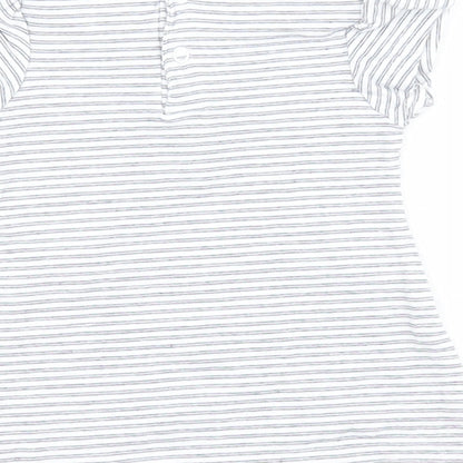 Dirkje Baby Blue Striped Cotton Pullover T-Shirt Size 0-3 Months Round Neck Snap - 'Pretty Little Girl'