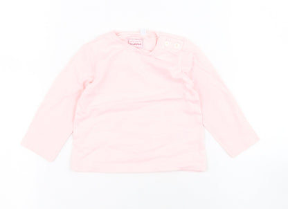 Bluezoo Baby Pink Polka Dot Cotton Basic T-Shirt Size 3-6 Months Round Neck Snap
