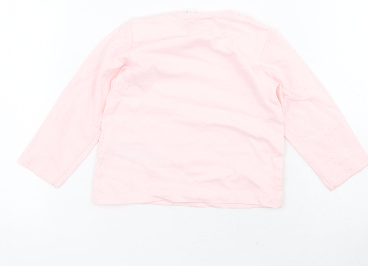 Bluezoo Baby Pink Polka Dot Cotton Basic T-Shirt Size 3-6 Months Round Neck Snap