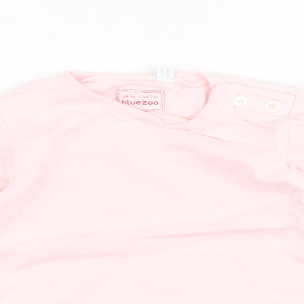 Bluezoo Baby Pink Polka Dot Cotton Basic T-Shirt Size 3-6 Months Round Neck Snap