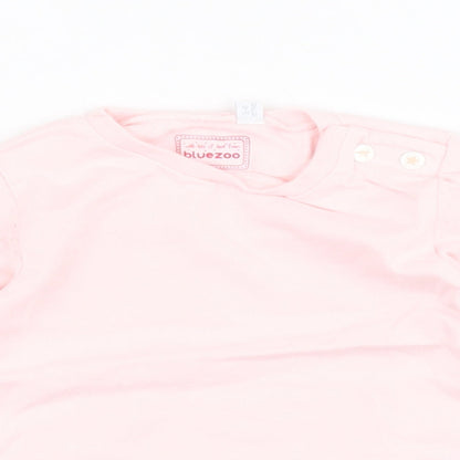 Bluezoo Baby Pink Polka Dot Cotton Basic T-Shirt Size 3-6 Months Round Neck Snap