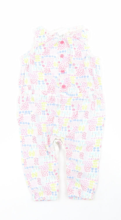 F&F Baby White Floral Cotton Coverall One-Piece Size 3-6 Months  Snap