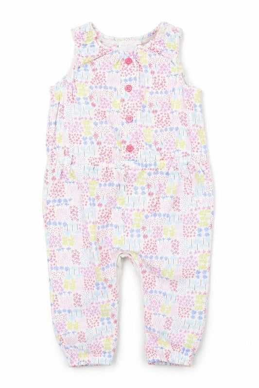 F&F Baby White Floral Cotton Coverall One-Piece Size 3-6 Months  Snap