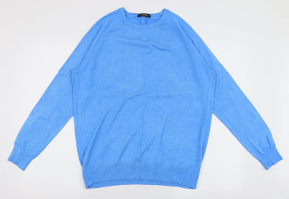 Dunnes Stores Mens Blue Round Neck  Viscose Pullover Jumper Size L