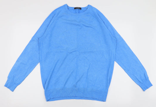 Dunnes Stores Mens Blue Round Neck  Viscose Pullover Jumper Size L