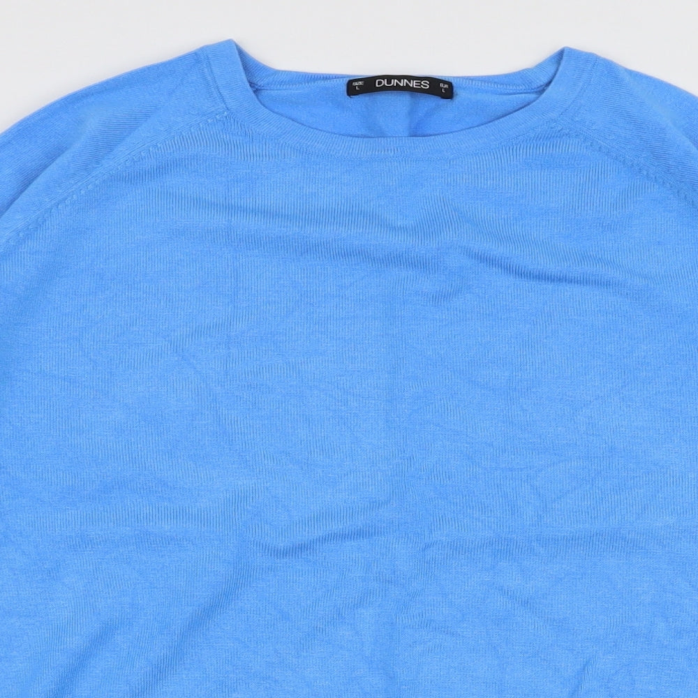 Dunnes Stores Mens Blue Round Neck  Viscose Pullover Jumper Size L
