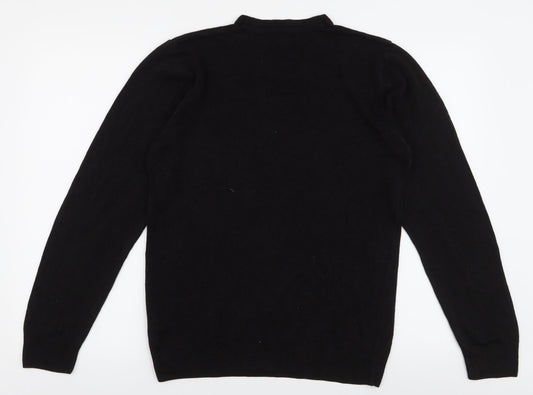 Marks and Spencer Mens Black V-Neck  Acrylic Pullover Jumper Size M