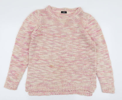 F&F Womens Pink Round Neck  Acrylic Pullover Jumper Size 14