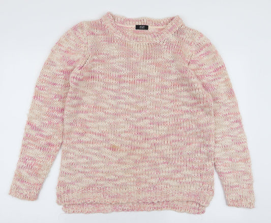 F&F Womens Pink Round Neck  Acrylic Pullover Jumper Size 14