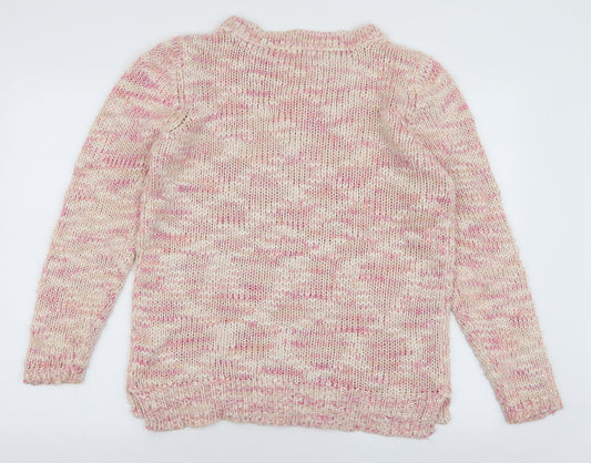 F&F Womens Pink Round Neck  Acrylic Pullover Jumper Size 14