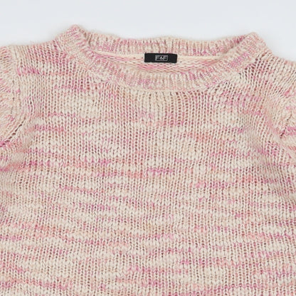 F&F Womens Pink Round Neck  Acrylic Pullover Jumper Size 14