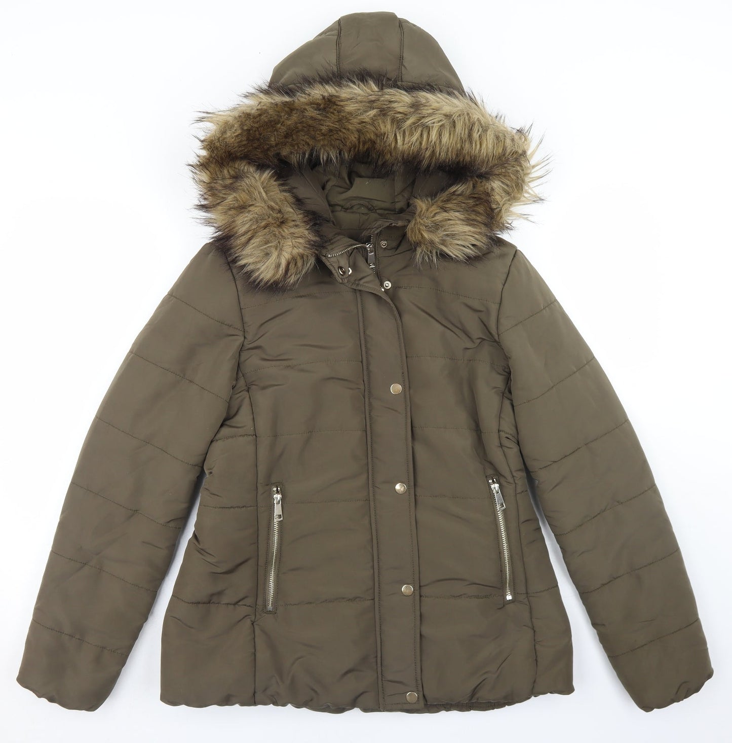 Womens UK Size 10 H&M Green Parka Coat