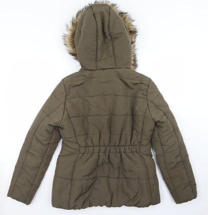 Womens UK Size 10 H&M Green Parka Coat