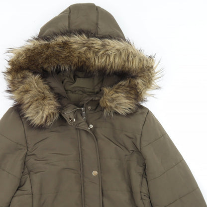 Womens UK Size 10 H&M Green Parka Coat